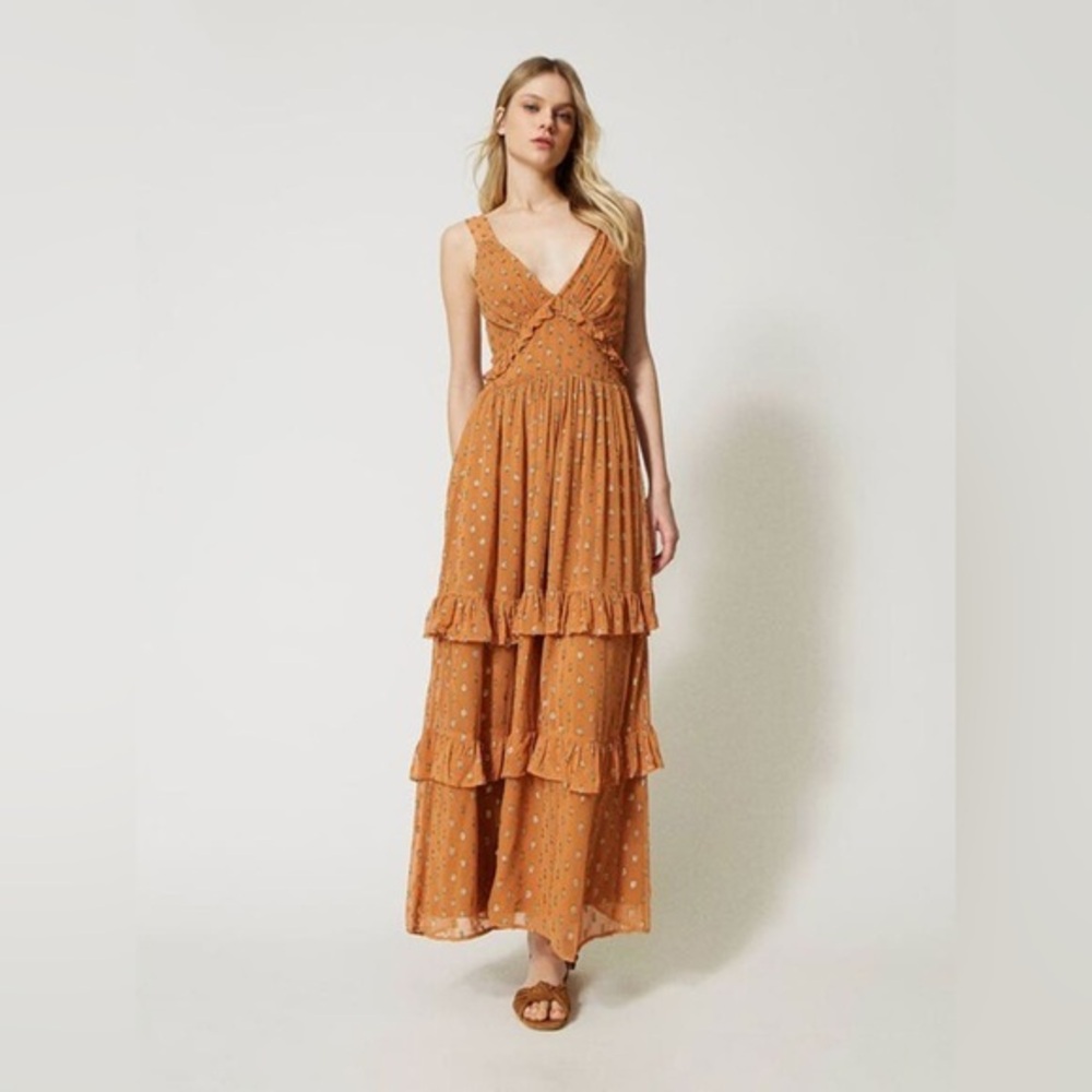 Twinset Long Georgette Dress Siena Chiaro